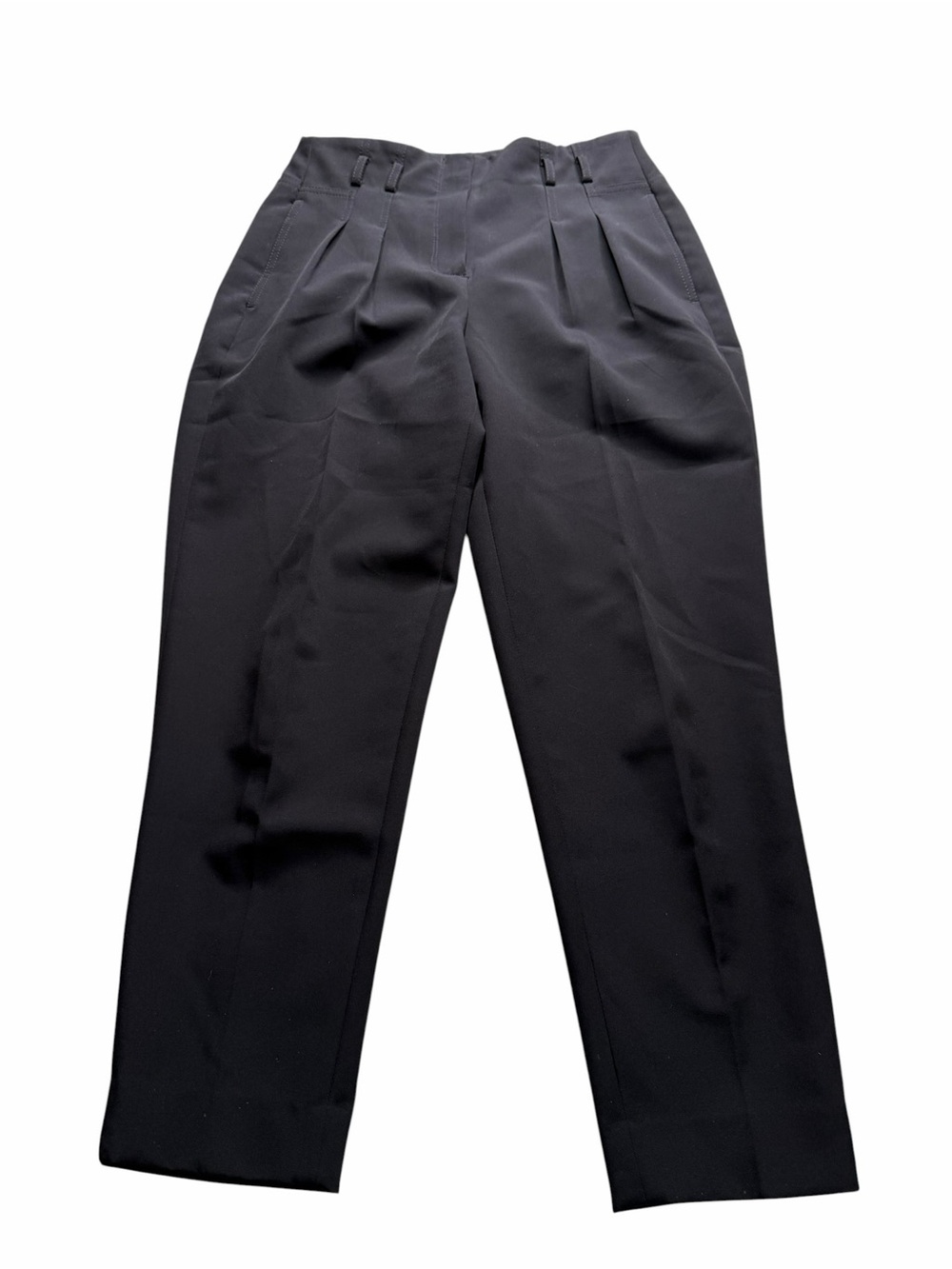 WHBM White House Black Market Black Pleated High-Waist Trousers Belt Loops‎ 2S